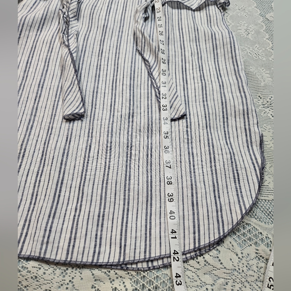 Three Dots Striped 100% Linen Dress Blue, White Sz Mediun Sleeveless - Picture 8 of 10